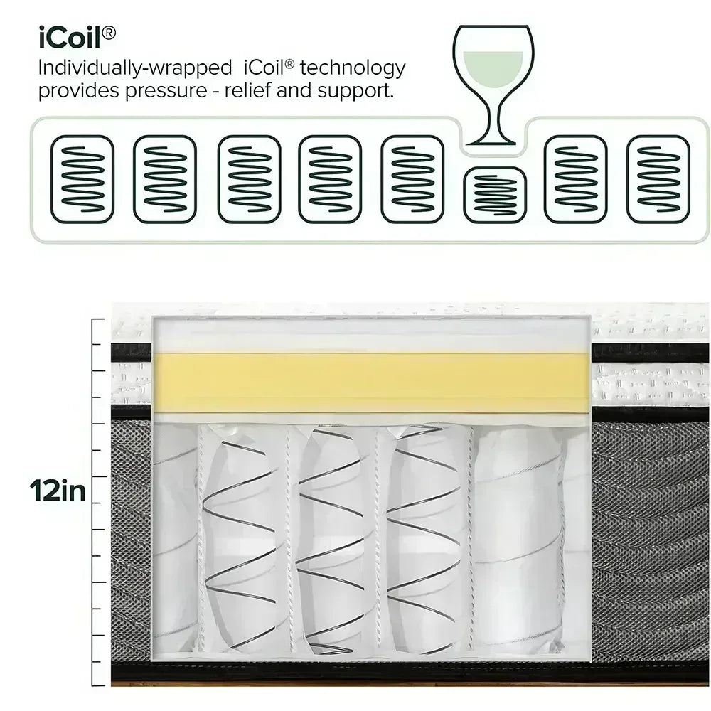 12-Inch Hybrid Pocket Spring Mattress - DSARD - DSARD