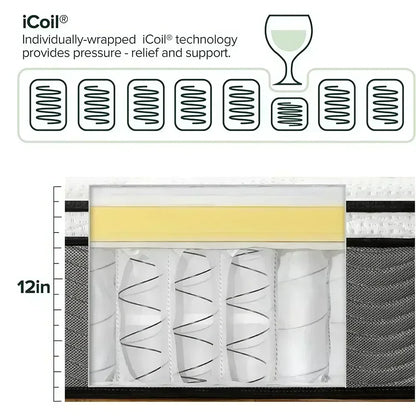 12-Inch Hybrid Pocket Spring Mattress - DSARD - DSARD