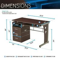 Elegant Chocolate Computer Desk with Ample Storage and Durable Design - DSARD - DSARD