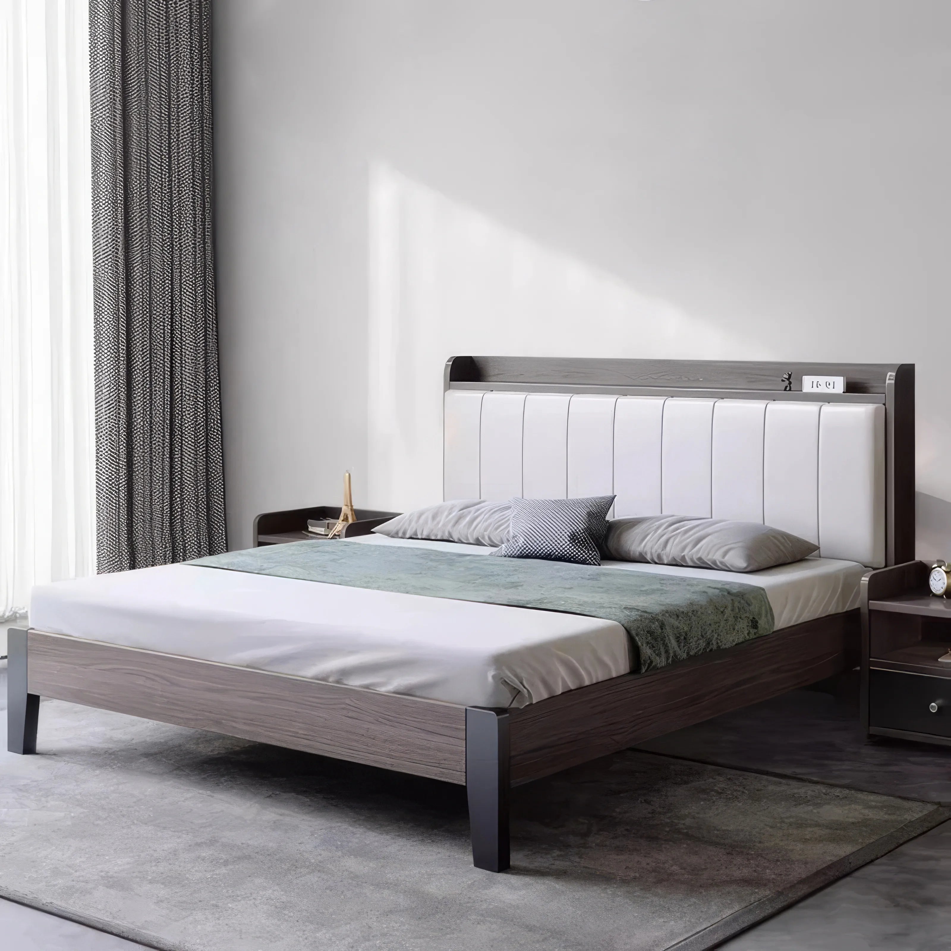 Minimalist Wooden King Size Bed – Elegant Modern Bedroom
