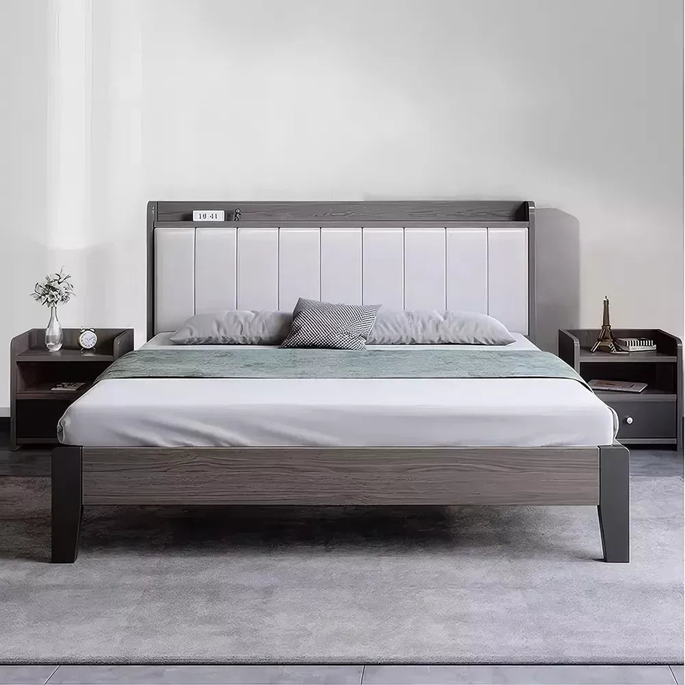 Minimalist Wooden King Size Bed – Elegant Modern Bedroom