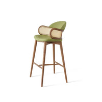 Solid Wood Rattan Kitchen Counter & Bar Chair – Modern Minimalist Style with Handrails - DSARD