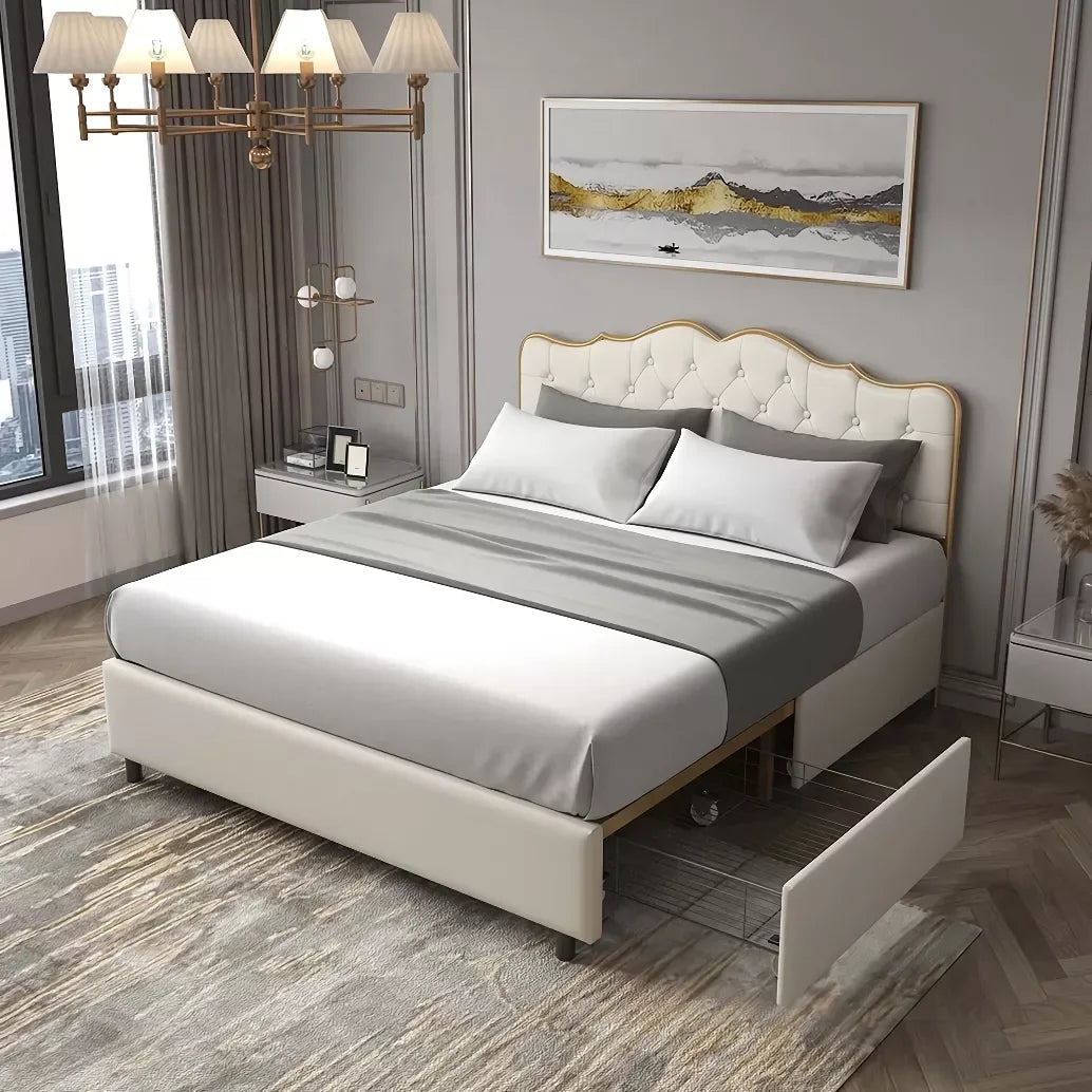 Classic Buckle-Back Bed with Storage Drawers - DSARD - DSARD