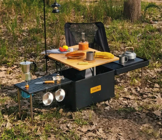 DSARD Versatile Mobile Kitchen Cart with Folding Table – Ideal for Outdoor Picnics, Camping & BBQs