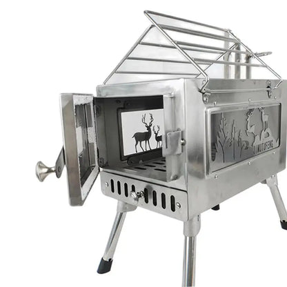 DSARD Portable Stainless Steel Fire Wood Stove for Camping, Cooking, and Heating