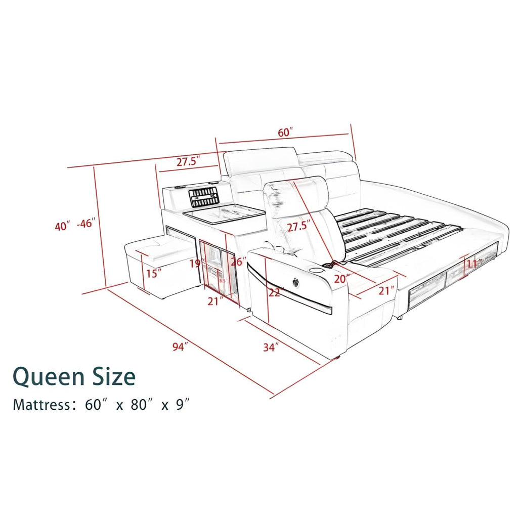 King Bed with Massage and Storage – Luxury Smart Bedroom