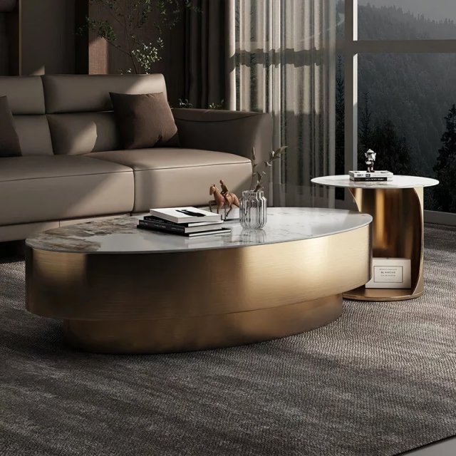 Modern Minimalist Marble Oval Coffee Table for Nordic-Inspired Living Rooms - DSARD