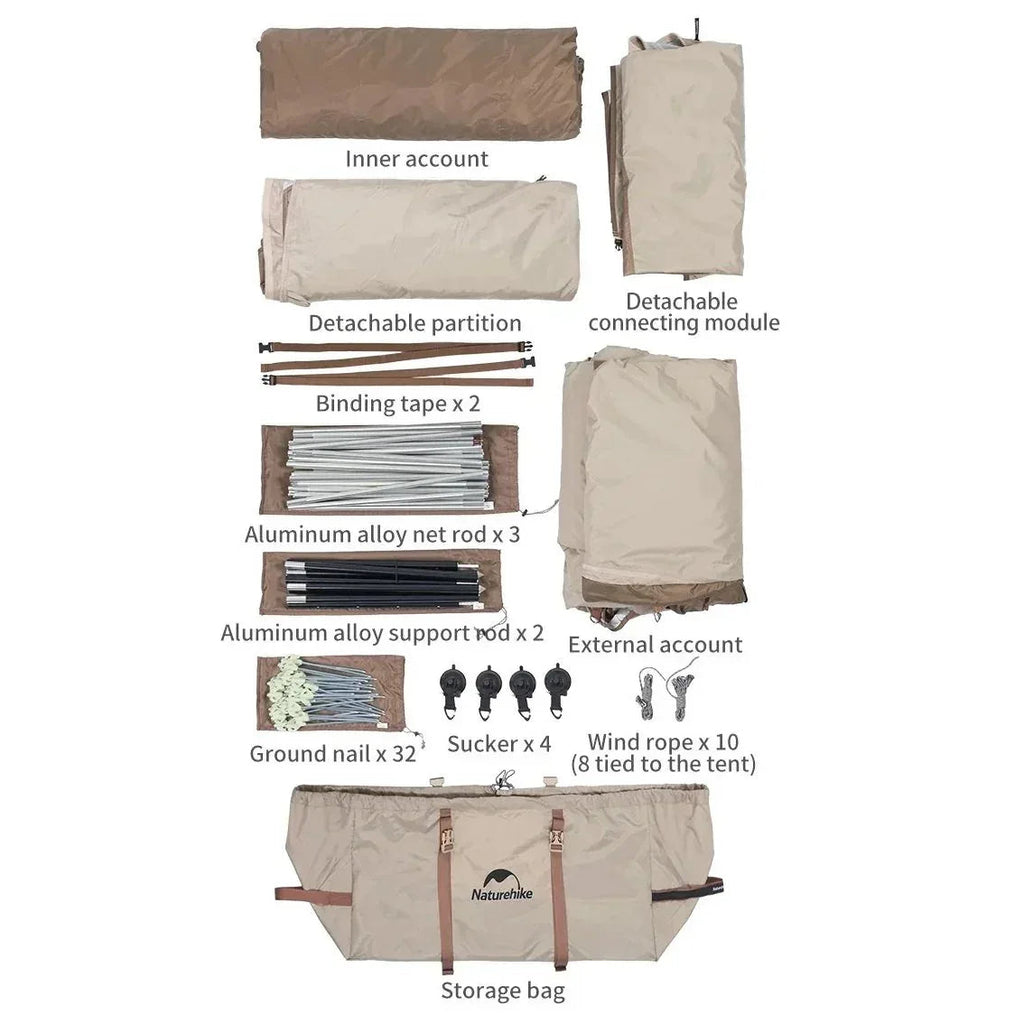 DSARD 3-4 Person Outdoor Tunnel Tent Waterproof Family Camping - DSARD