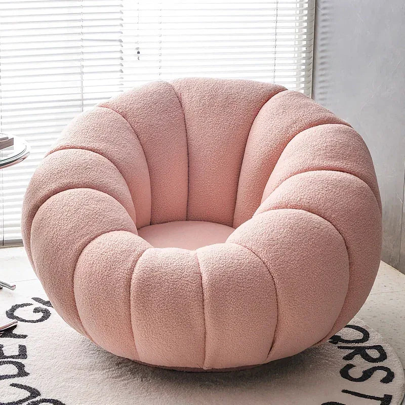 DSARD Modern Minimalist White Velvet Lazy Sofa Pumpkin Shape Relax Chair - DSARD