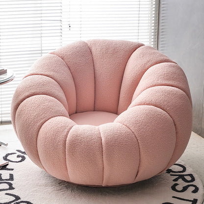 DSARD Modern Minimalist White Velvet Lazy Sofa Pumpkin Shape Relax Chair