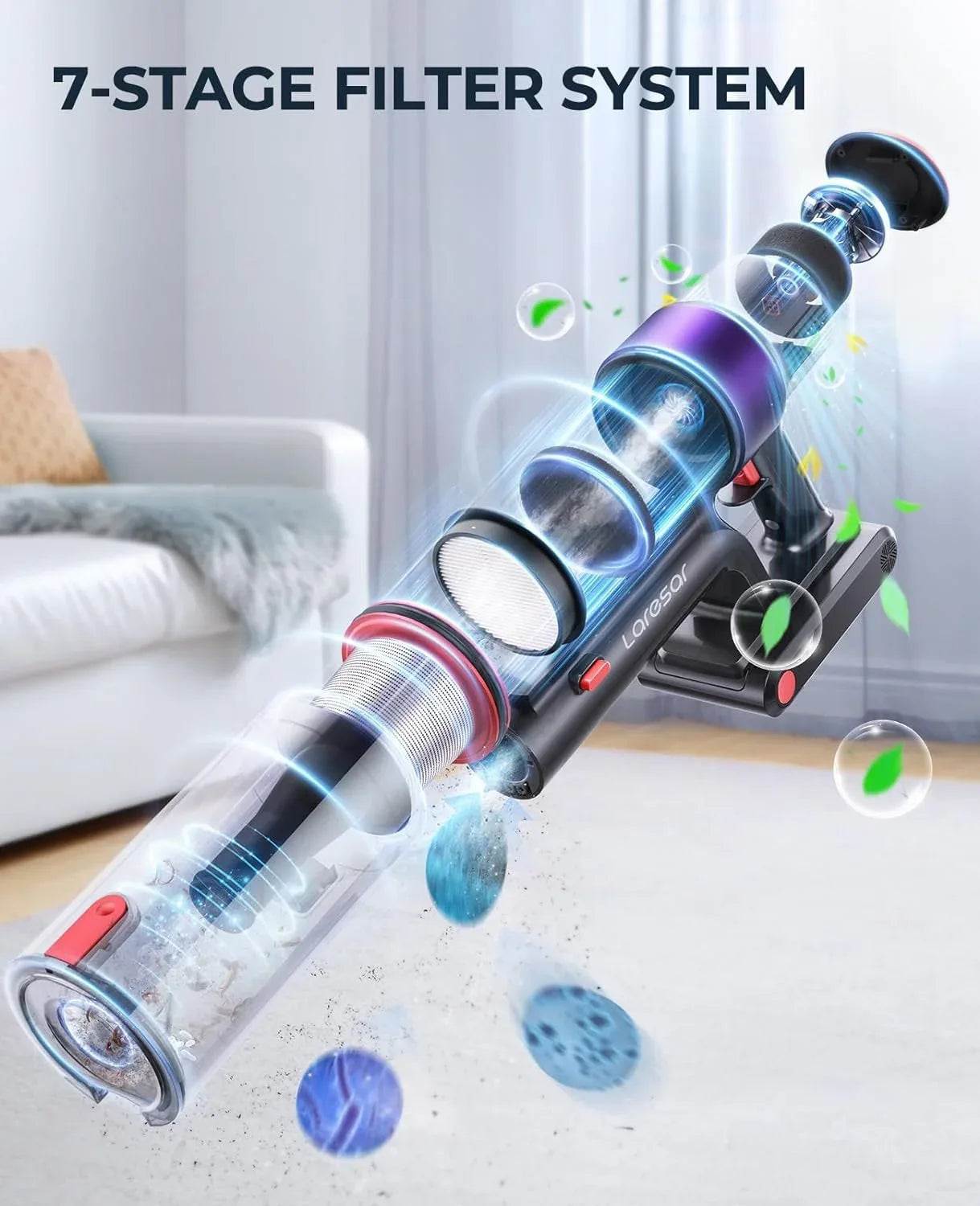450W Cordless Handheld Vacuum Cleaner with Touch Screen & Detachable Battery - DSARD