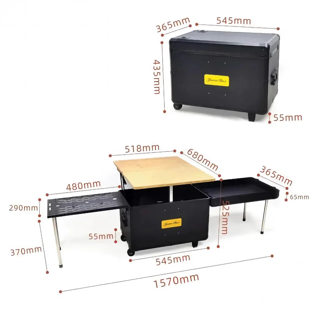 DSARD Versatile Mobile Kitchen Cart with Folding Table – Ideal for Outdoor Picnics, Camping & BBQs - DSARD